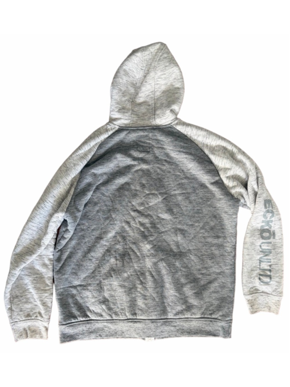 Ecko Unlimited Men's Grey White Full Zip Spellout Hoodie Sweater Y2K - Picture 2 of 5